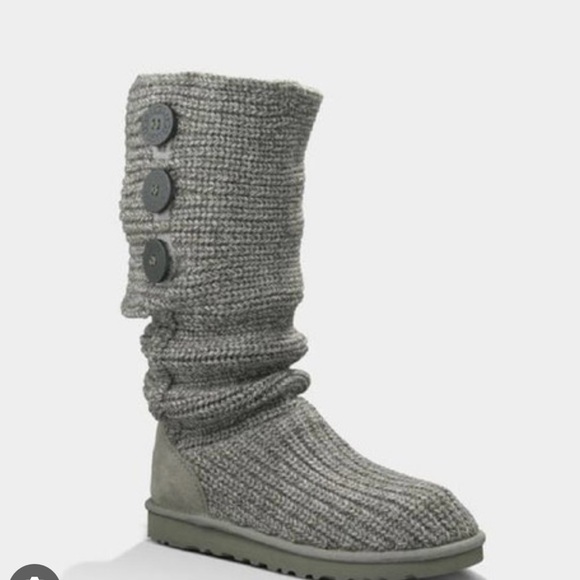 Ugg boots Cozy Gray Knit Button Boots - Picture 4 of 9